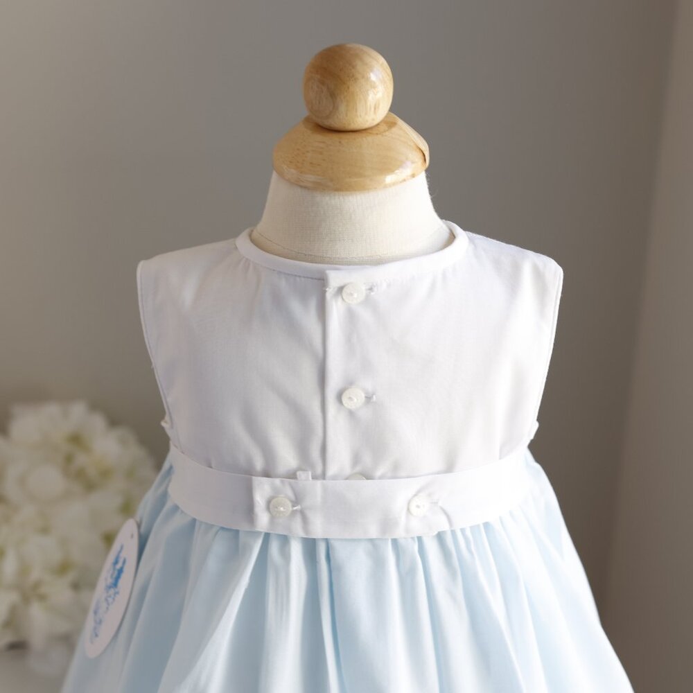 Smocked Blue & White Dress Embroidery Pin Tucks Luli & Me Spring Summer NWT - Picture 6 of 6